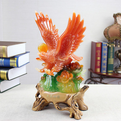 大鵬展翅老鷹擺件 仿玉仿琉璃樹(shù)脂工藝品的精美開(kāi)業(yè)喬遷禮品